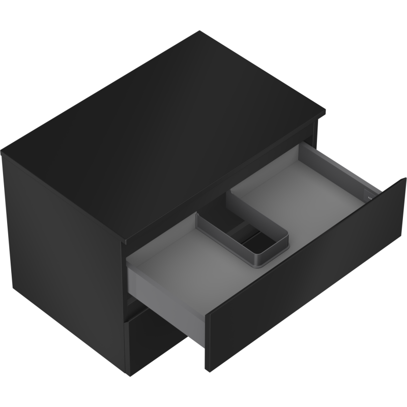 Mexen Orio Badezimmerunterschrank 70 cm mit Arbeitsplatte, 2 Schubladen, Schwarz Matt - 91A10-07047-2-BFFC71