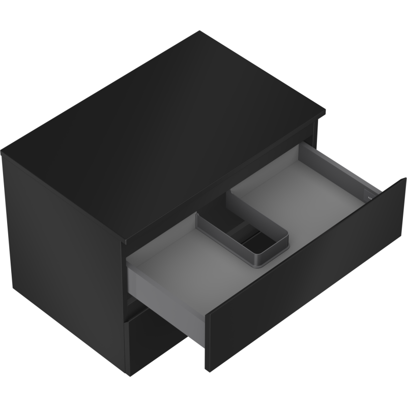 Mexen Orio meuble de salle de bain sous-vasque 70 cm avec plateau, 2 tiroirs, noir mat - 91A10-07047-2-BFFC71