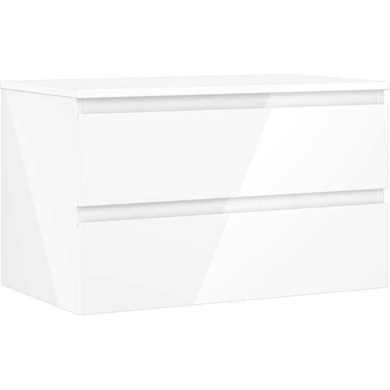 Mexen Orio meuble de salle de bains sous-lavabo 80 cm avec plateau, 2 tiroirs, blanc brillant - 91A10-08047-2-BFFC00