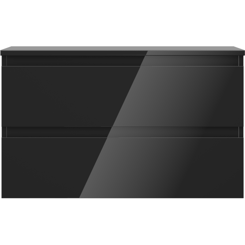 Mexen Orio badrumsskåp med tvättställ 80 cm med bänkskiva, 2 lådor, svart glans - 91A10-08047-2-BFFC70