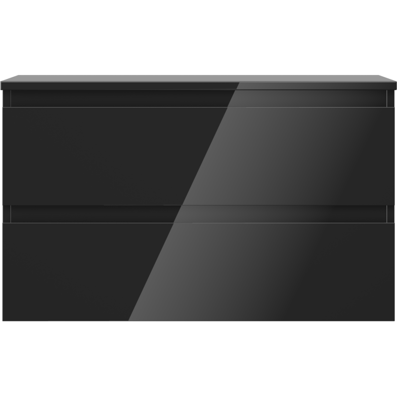 Mexen Orio musta kiiltävä 80 cm pesuallaskaappi, 2 laatikkoa, työtaso - 91A10-08047-2-BFFC70