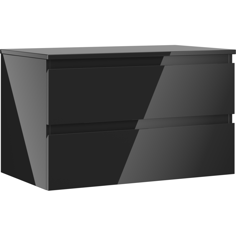 Mexen Orio Badezimmerunterschrank 80 cm mit Platte, 2 Schubladen, Schwarz Hochglanz - 91A10-08047-2-BFFC70