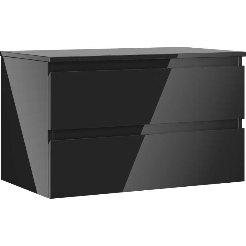 Mexen Orio musta kiiltävä 80 cm pesuallaskaappi, 2 laatikkoa, työtaso - 91A10-08047-2-BFFC70
