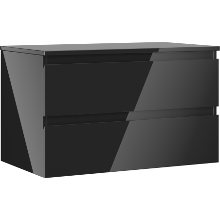 Mexen Orio bathroom cabinet under sink 80 cm with countertop, 2 drawers, black gloss - 91A10-08047-2-BFFC70