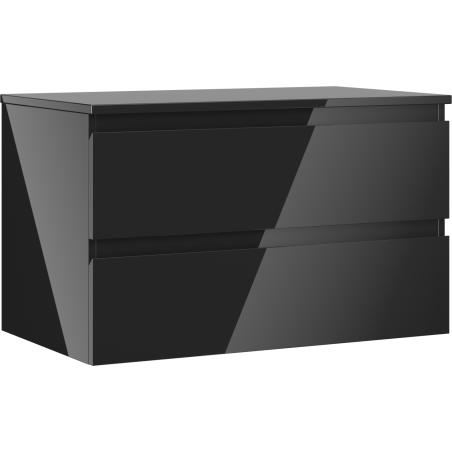 Mexen Orio mobiletto da bagno sotto lavabo 80 cm con piano, 2 cassetti, nero lucido - 91A10-08047-2-BFFC70