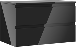 Mexen Orio mueble de baño bajo lavabo de 80 cm con encimera, 2 cajones, negro brillo - 91A10-08047-2-BFFC70