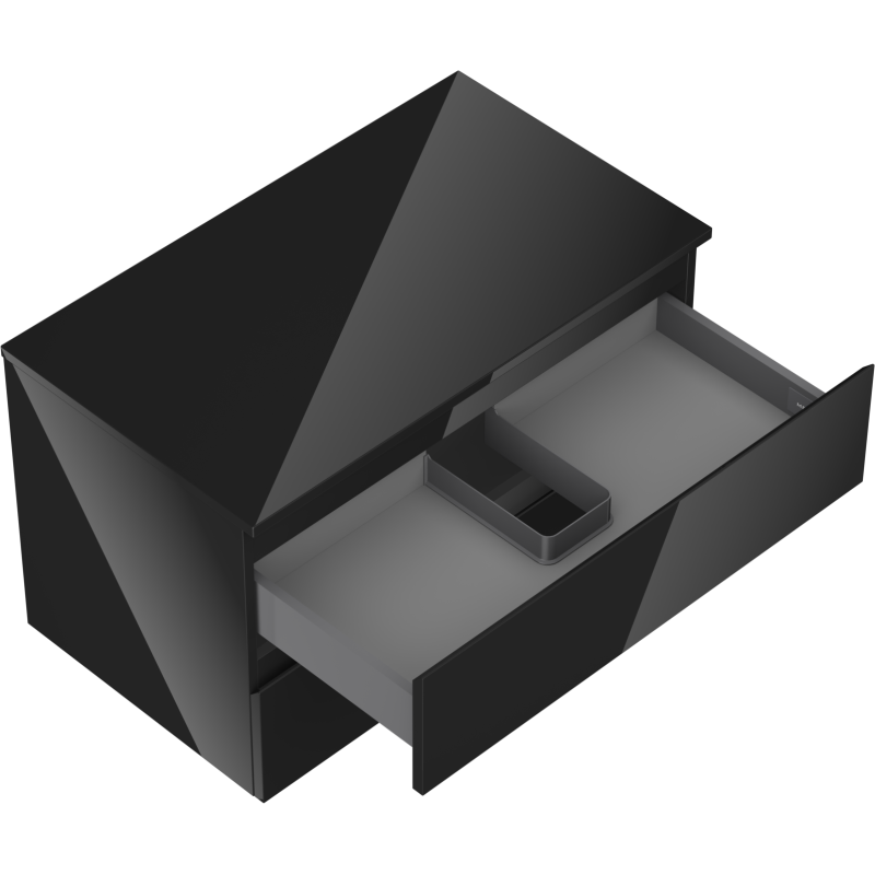 Mexen Orio mobiletto da bagno sotto lavabo 80 cm con piano, 2 cassetti, nero lucido - 91A10-08047-2-BFFC70