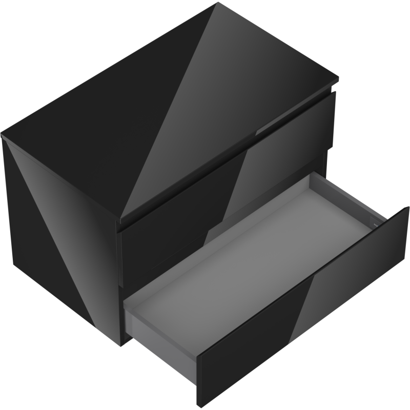 Mexen Orio badrumsskåp med tvättställ 80 cm med bänkskiva, 2 lådor, svart glans - 91A10-08047-2-BFFC70