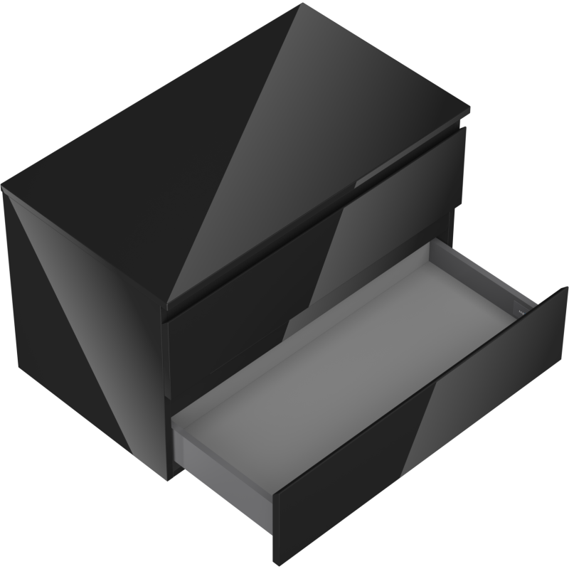 Mexen Orio mobiletto da bagno sotto lavabo 80 cm con piano, 2 cassetti, nero lucido - 91A10-08047-2-BFFC70