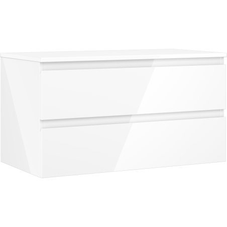 Mexen Orio Badezimmerschrank unter Waschbecken 90 cm mit Arbeitsplatte, 2 Schubladen, weiß glänzend - 91A10-09047-2-BFFC00