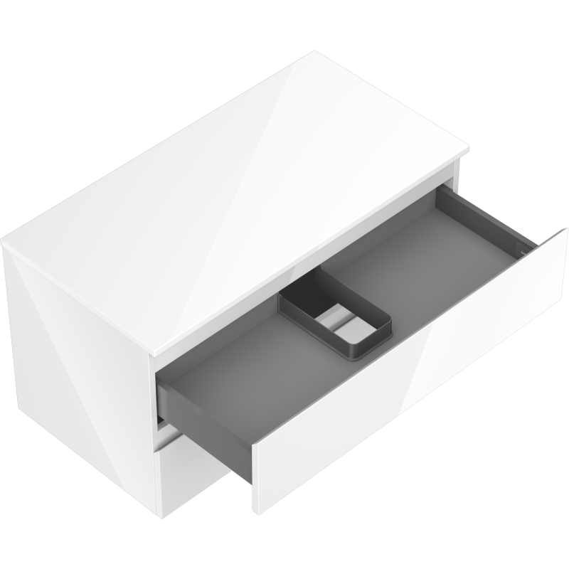 Mexen Orio kylpyhuonekaappi pesualtaan alle 90 cm, 2 laatikkoa, valkoinen kiiltävä - 91A10-09047-2-BFFC00