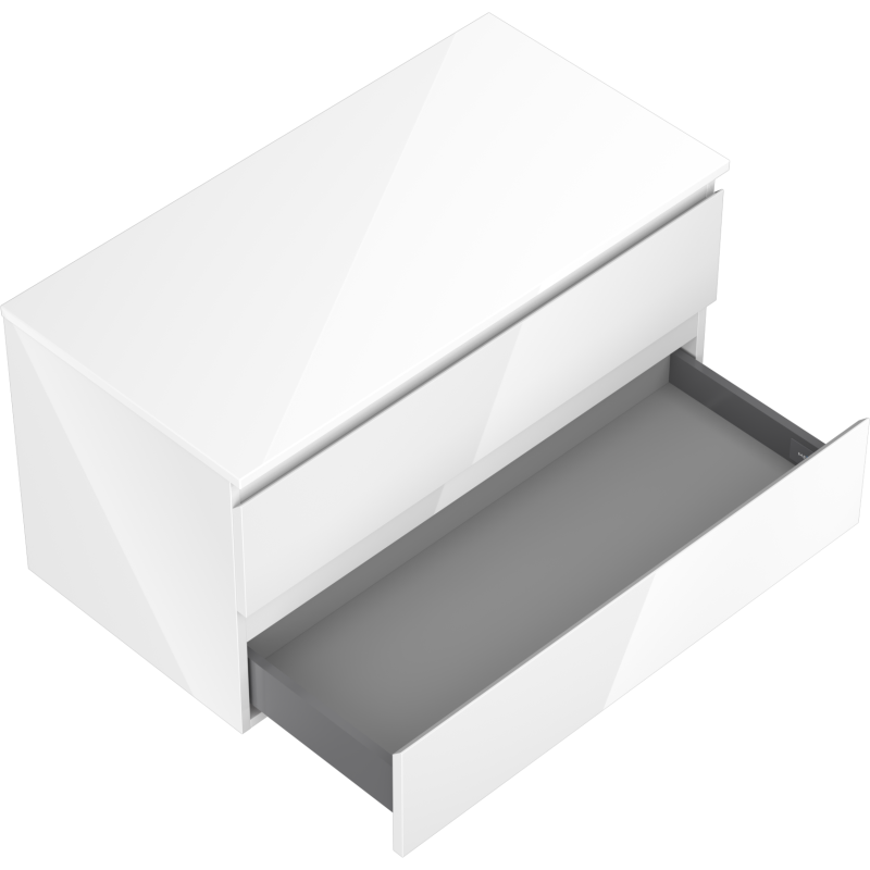 Mexen Orio mueble de baño para lavabo de 90 cm con encimera, 2 cajones, blanco brillo - 91A10-09047-2-BFFC00