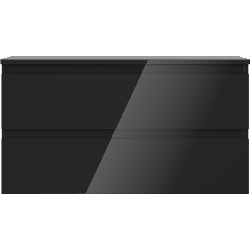 Mexen Orio kopalniška omarica pod umivalnikom 90 cm z delovno površino, 2 predala, črna svetleča - 91A10-09047-2-BFFC70