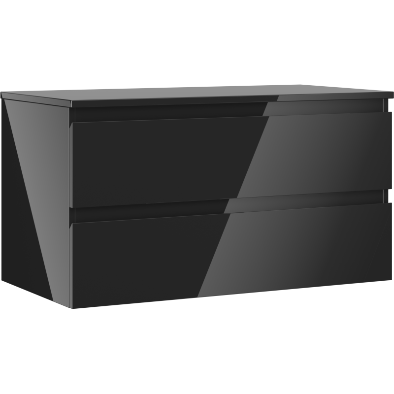Mexen Orio meuble de salle de bain sous-vasque 90 cm avec plateau, 2 tiroirs, noir brillant - 91A10-09047-2-BFFC70