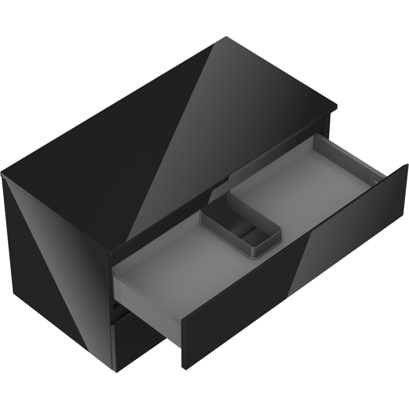 Mexen Orio mobile da bagno sottolavabo 90 cm con piano, 2 cassetti, nero lucido - 91A10-09047-2-BFFC70