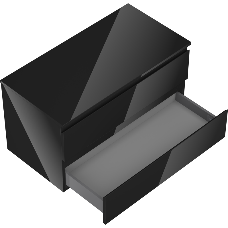 Mexen Orio mobile da bagno sottolavabo 90 cm con piano, 2 cassetti, nero lucido - 91A10-09047-2-BFFC70