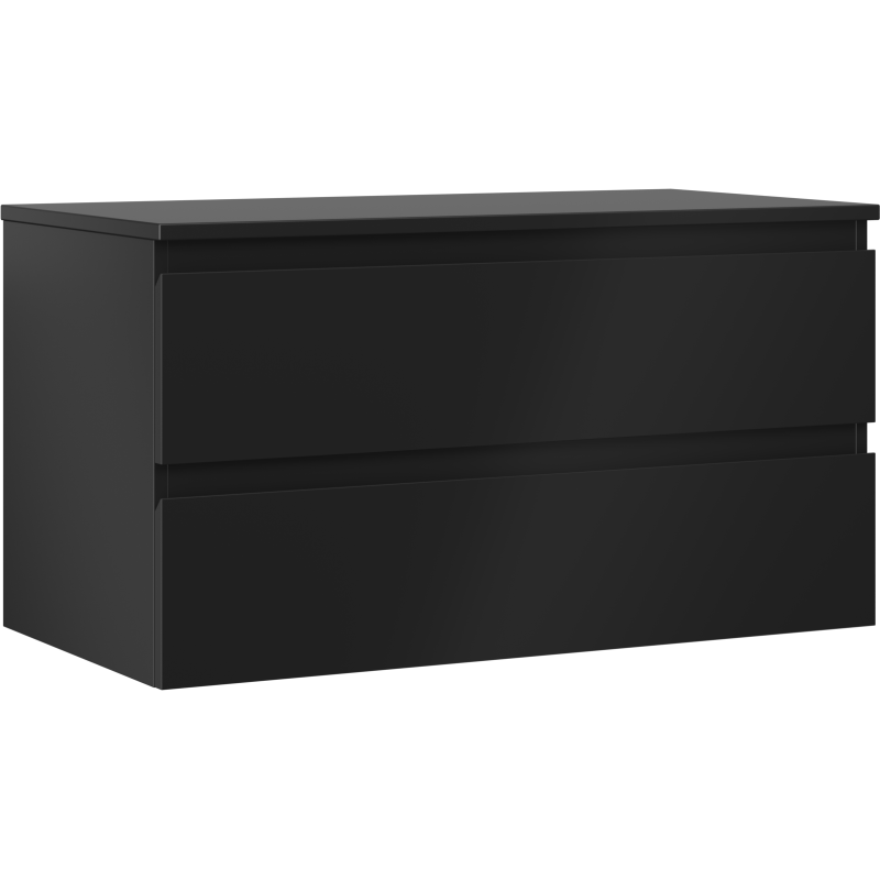 Mexen Orio Badezimmerschrank für Waschbecken 90 cm mit Arbeitsplatte, 2 Schubladen, schwarz matt - 91A10-09047-2-BFFC71