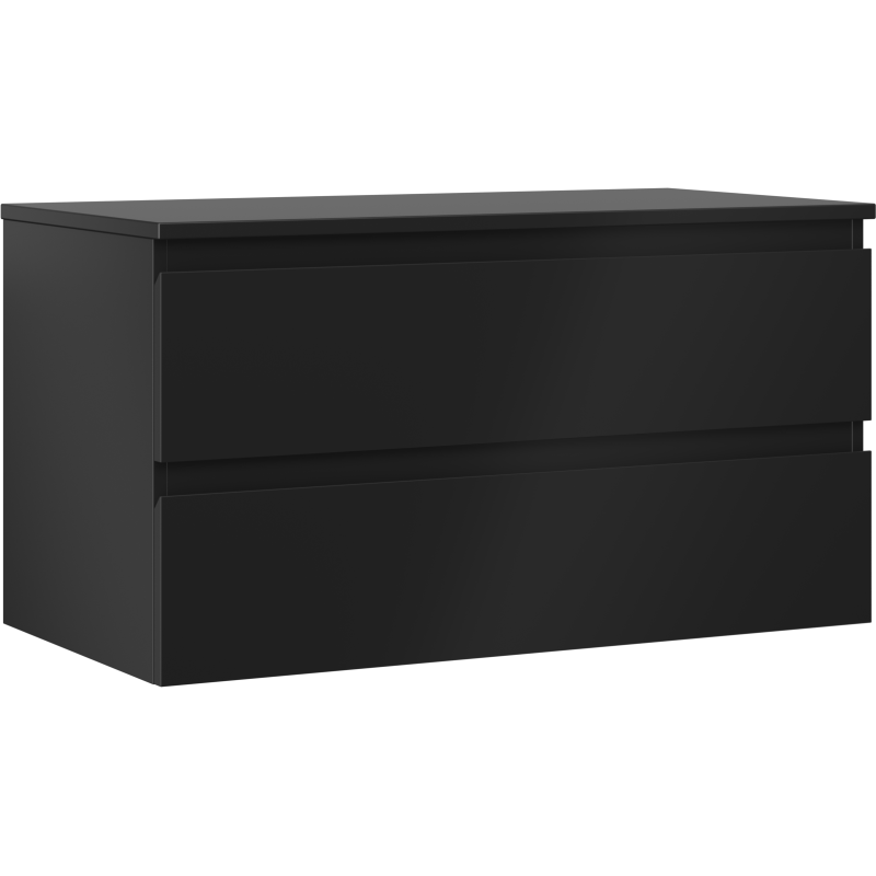 Mexen Orio mueble de baño bajo lavabo de 90 cm con encimera, 2 cajones, negro mate - 91A10-09047-2-BFFC71