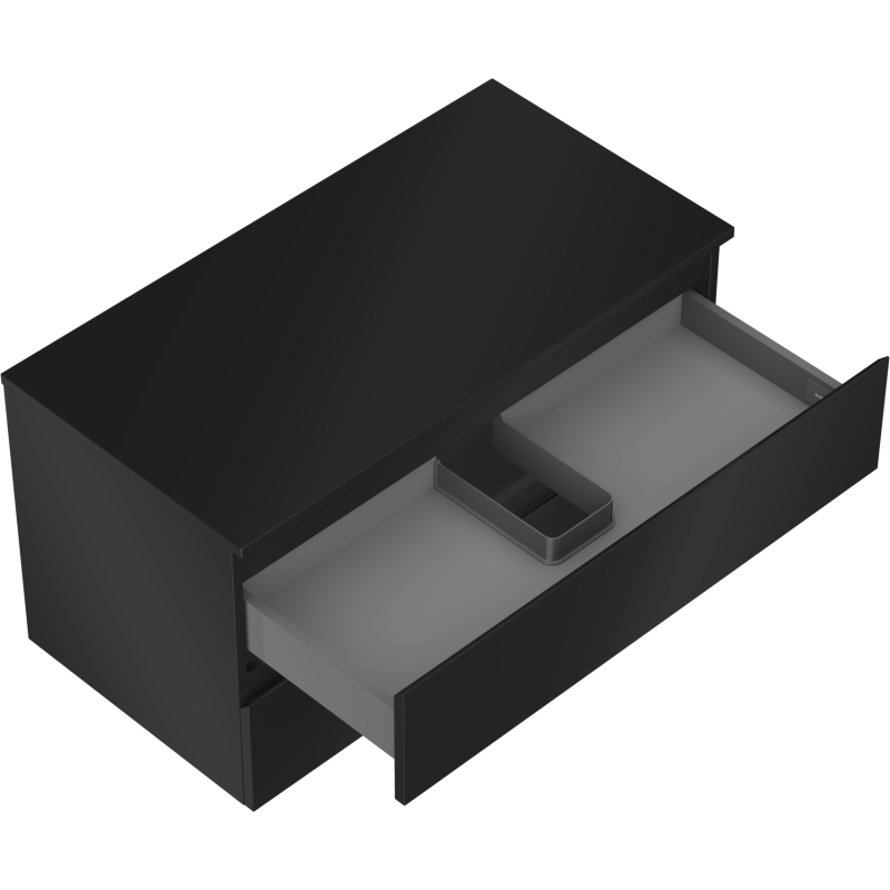 Mexen Orio Badezimmerschrank für Waschbecken 90 cm mit Platte, 2 Schubladen, schwarz matt - 91A10-09047-2-BFFC71