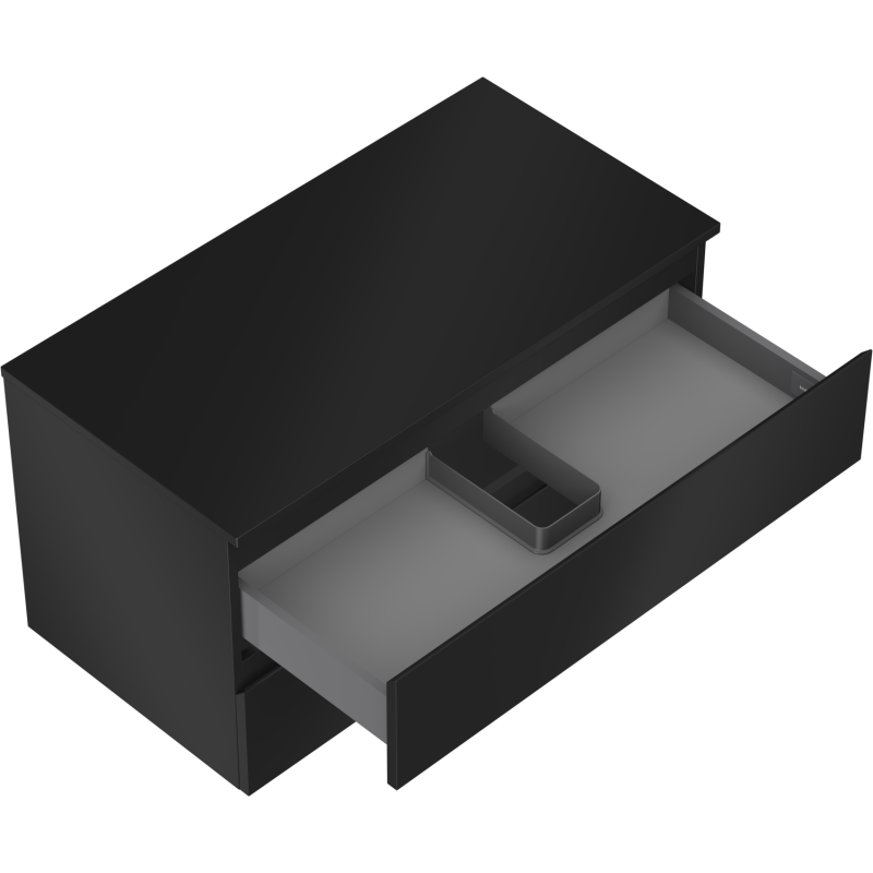 Mexen Orio mueble de baño bajo lavabo de 90 cm con encimera, 2 cajones, negro mate - 91A10-09047-2-BFFC71
