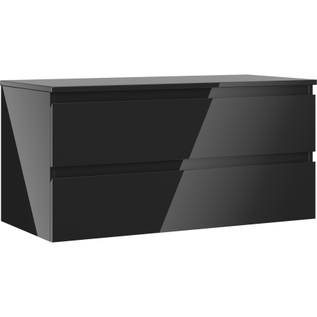 Mexen Orio Badezimmerschrank 100 cm mit Waschtisch, 2 Schubladen, schwarz glänzend - 91A10-10047-2-BFFC70