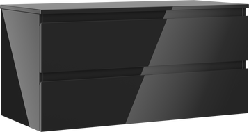 Mexen Orio bathroom cabinet for 100 cm countertop with top, 2 drawers, black gloss - 91A10-10047-2-BFFC70
