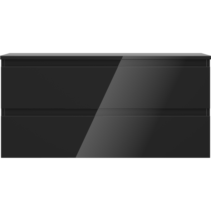 Mexen Orio armário de casa de banho para lavatório 100 cm com tampo, 2 gavetas, preto brilhante - 91A10-10047-2-BFFC70