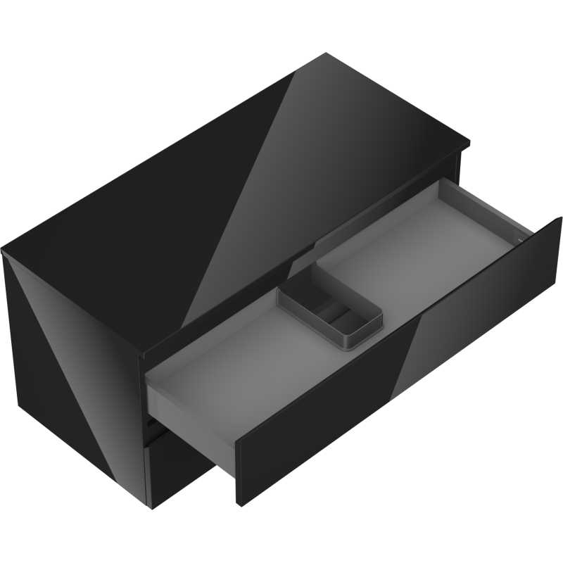 Mexen Orio Badezimmerschrank 100 cm mit Waschtischplatte, 2 Schubladen, schwarz glänzend - 91A10-10047-2-BFFC70