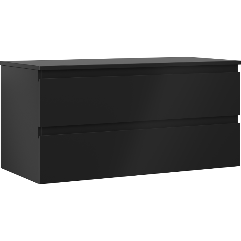 Mexen Orio Badezimmerschrank 100 cm mit Arbeitsplatte, 2 Schubladen, schwarz matt - 91A10-10047-2-BFFC71