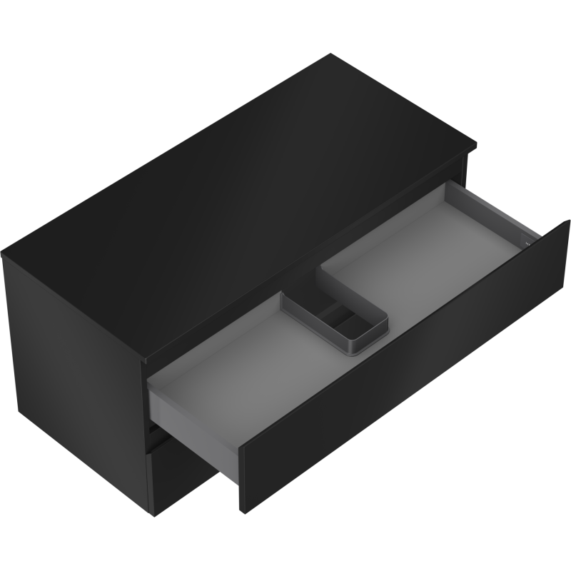 Mexen Orio badrumsskåp under tvättställ 100 cm med bänkskiva, 2 lådor, svart matt - 91A10-10047-2-BFFC71