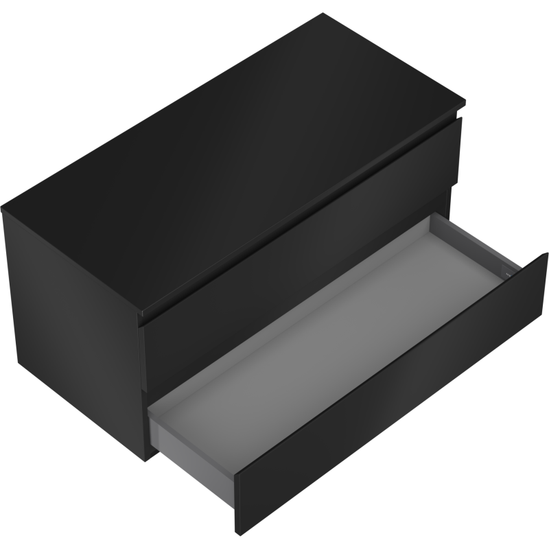 Mexen Orio Bathroom Cabinet Under Sink 100 cm with Countertop, 2 Drawers, Matte Black - 91A10-10047-2-BFFC71
