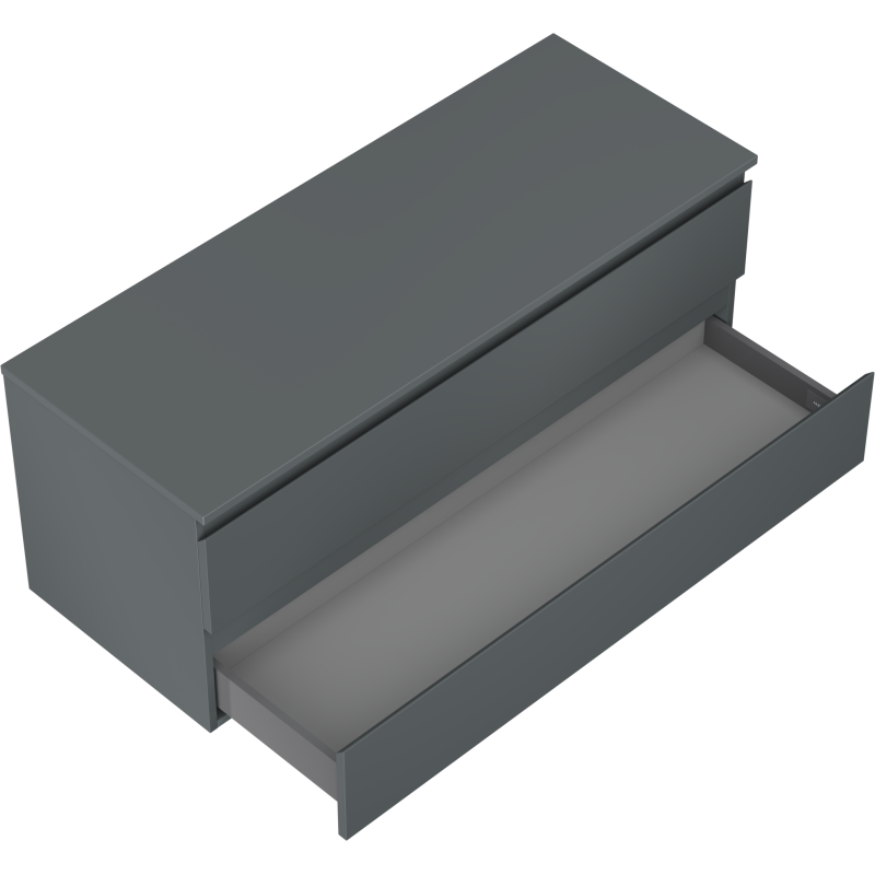 Mexen Orio 120 cm Bathroom Cabinet with Countertop, 2 Drawers, Matte Graphite - 91A10-12047-2-BFFC66