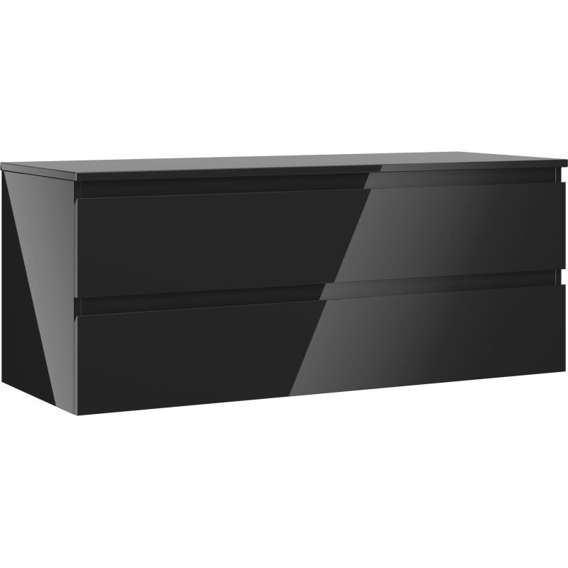 Mexen Orio bathroom cabinet for washbasin 120 cm with countertop, 2 drawers, black gloss - 91A10-12047-2-BFFC70
