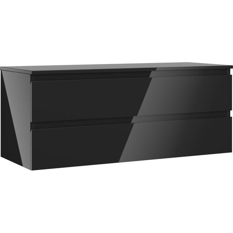 Mexen Orio vannitoa kraanikauss 120 cm lauaplaadiga, 2 sahtlit, must läikiv - 91A10-12047-2-BFFC70