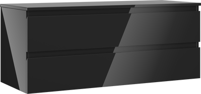 Mexen Orio Badezimmerunterschrank 120 cm mit Platte, 2 Schubladen, schwarz glänzend - 91A10-12047-2-BFFC70