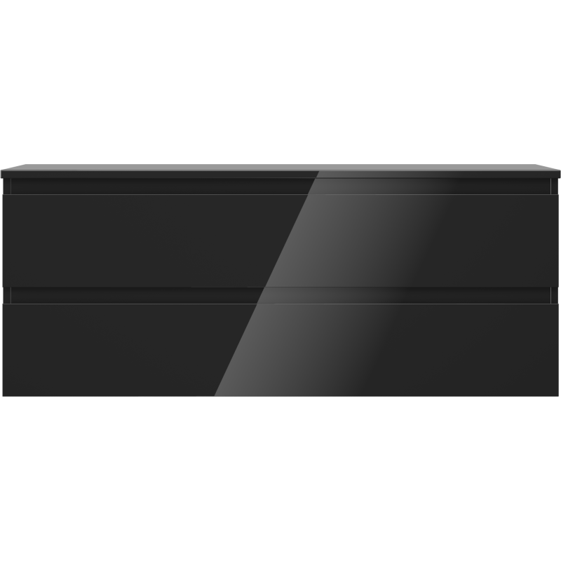Mexen Orio mueble de baño inferior de 120 cm con encimera, 2 cajones, negro brillo - 91A10-12047-2-BFFC70