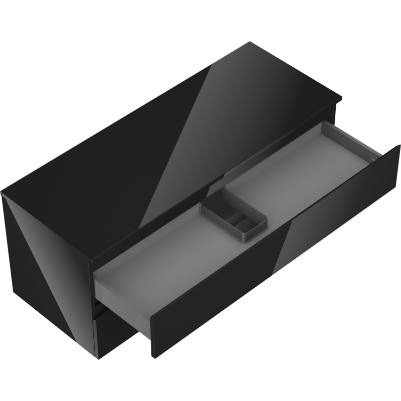 Mexen Orio Badezimmerunterschrank 120 cm mit Platte, 2 Schubladen, schwarz glänzend - 91A10-12047-2-BFFC70
