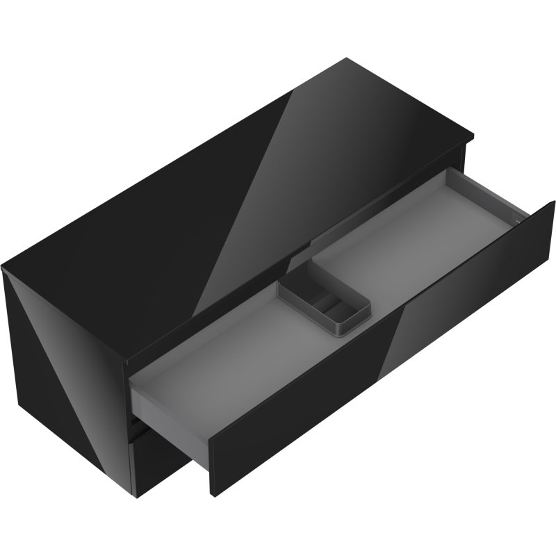 Mexen Orio bathroom cabinet for washbasin 120 cm with countertop, 2 drawers, black gloss - 91A10-12047-2-BFFC70