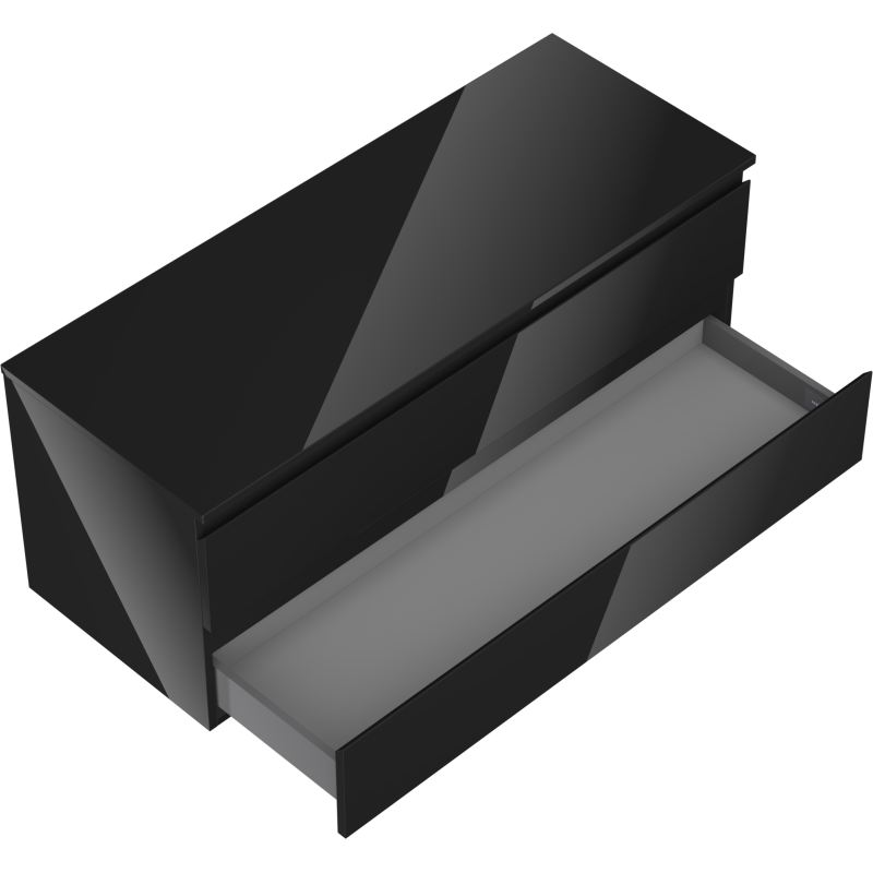 Mexen Orio mobile bagno sottolavabo 120 cm con piano, 2 cassetti, nero lucido - 91A10-12047-2-BFFC70