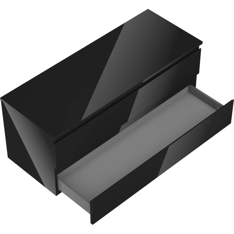 Mexen Orio mueble de baño inferior de 120 cm con encimera, 2 cajones, negro brillo - 91A10-12047-2-BFFC70