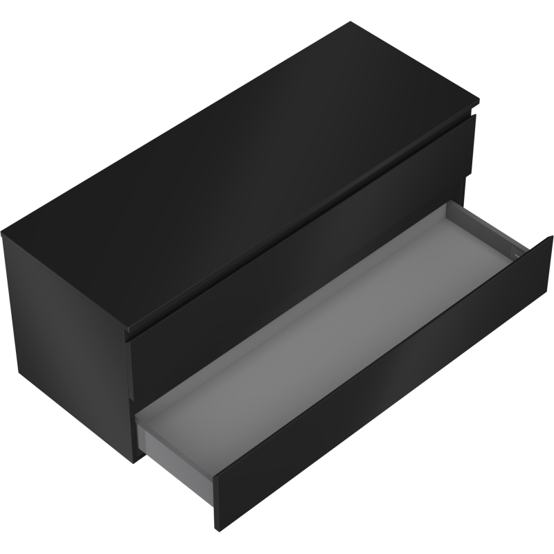 Mexen Orio armário de casa de banho de 120 cm com tampo, 2 gavetas, preto mate - 91A10-12047-2-BFFC71