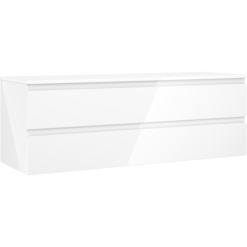 Mexen Orio Badezimmer-Unterschrank 140 cm mit Arbeitsplatte, 2 Schubladen, weiße Hochglanz - 91A10-14047-2-BFFC00