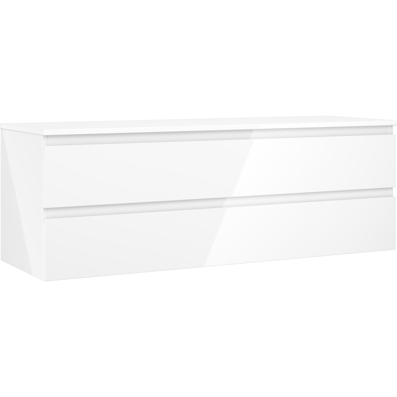 Mexen Orio badmeubel onder wastafel 140 cm met blad, 2 lades, wit glanzend - 91A10-14047-2-BFFC00
