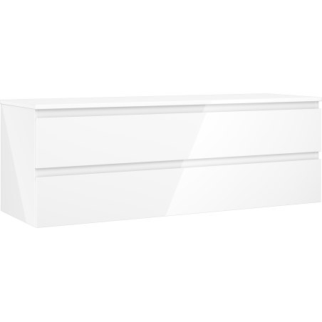 Mexen Orio Badezimmer-Unterschrank 140 cm mit Arbeitsplatte, 2 Schubladen, weiße Hochglanz - 91A10-14047-2-BFFC00