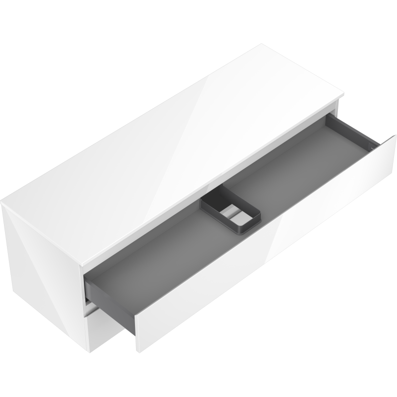 Mexen Orio bathroom cabinet for a washbasin 140 cm with countertop, 2 drawers, white gloss - 91A10-14047-2-BFFC00