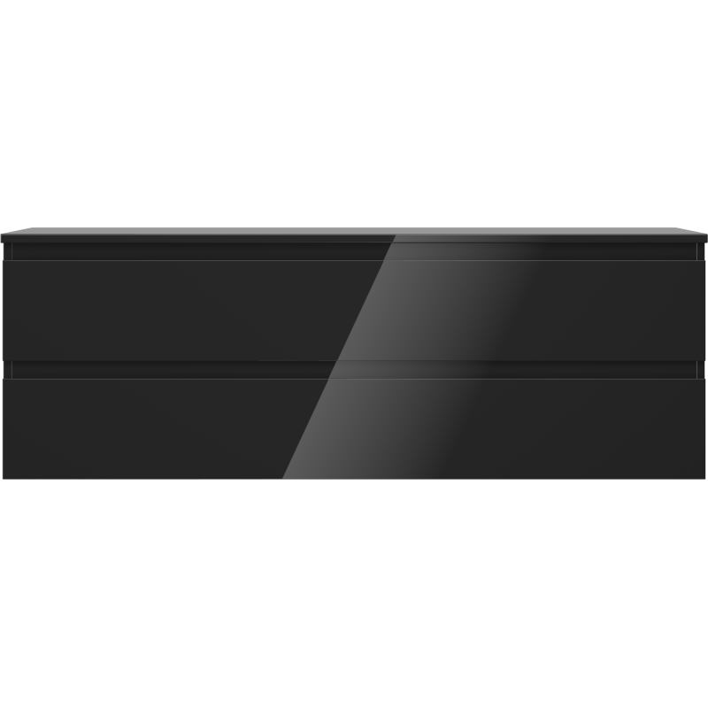 Mexen Orio mueble de baño para lavabo de 140 cm con encimera, 2 cajones, negro brillo - 91A10-14047-2-BFFC70