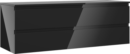 Mexen Orio Badezimmerunterschrank 140 cm mit Arbeitsplatte, 2 Schubladen, schwarzer Glanz - 91A10-14047-2-BFFC70
