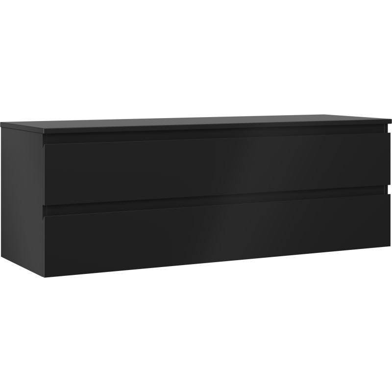 Mexen Orio Badezimmerschrank unter Waschbecken 140 cm mit Platte, 2 Schubladen, schwarz matt - 91A10-14047-2-BFFC71