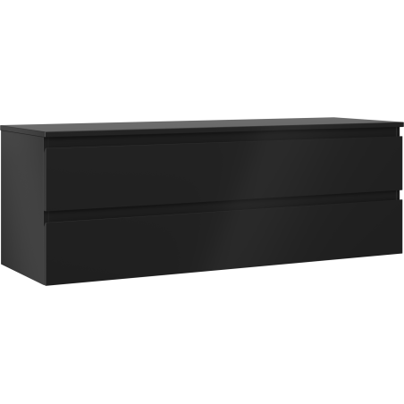 Mexen Orio Badezimmerschrank unter Waschbecken 140 cm mit Platte, 2 Schubladen, schwarz matt - 91A10-14047-2-BFFC71