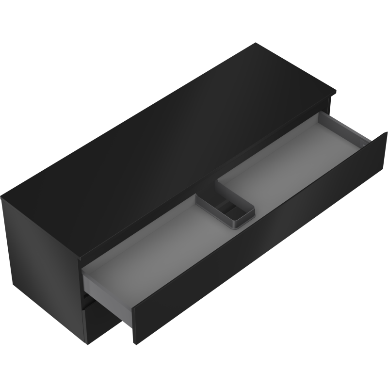 Mexen Orio Badezimmerschrank unter Waschbecken 140 cm mit Platte, 2 Schubladen, schwarz matt - 91A10-14047-2-BFFC71